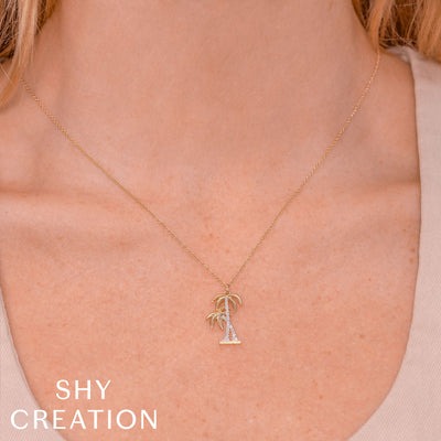Shy Creation - Diamond Palm Tree Pendant