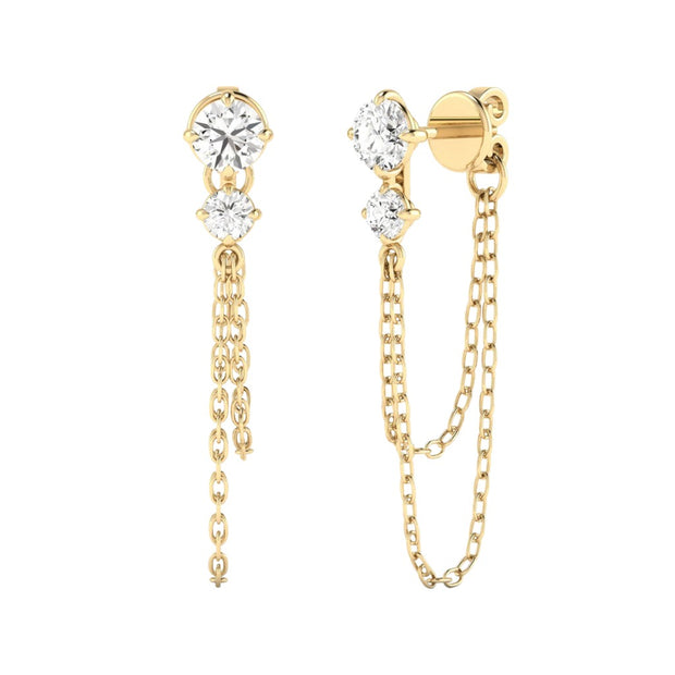 Double Chain Diamond Dangle Earrings