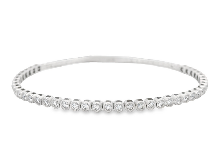 Bezel Set Diamonds Flexible Bangle Bracelet