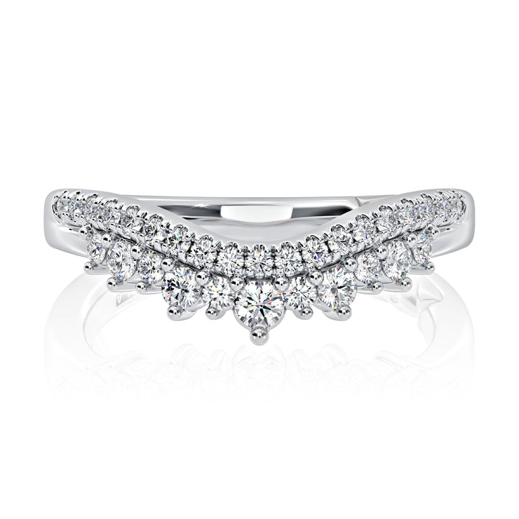 A JAFFE - DOUBLE ROW CONTOUR DIAMOND WEDDING BAND