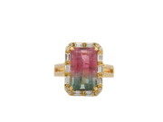 Watermelon Tourmaline & Diamond Ring