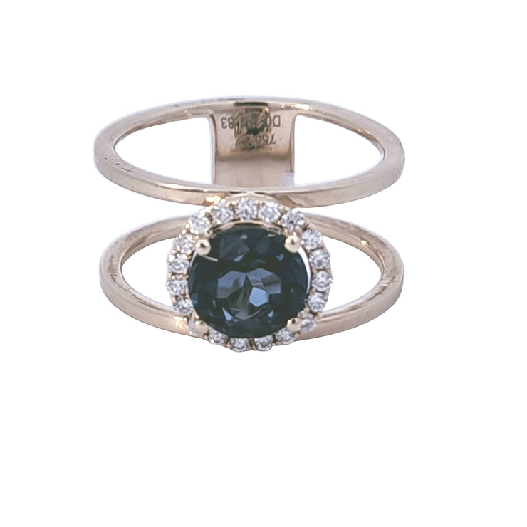 BLUE TOPAZ & DIAMOND RING