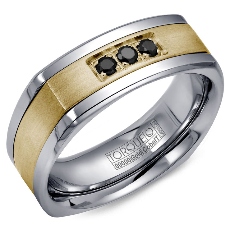 CROWN RING – MENS TWO TONE BLACK DIAMOND WEDDING BAND