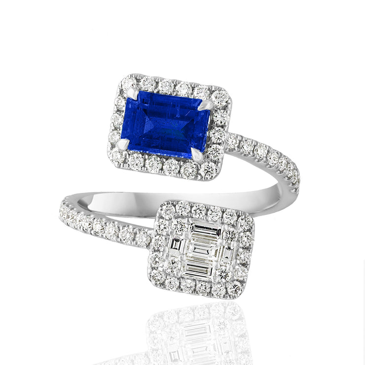 Sapphire & Diamond Bypass Ring