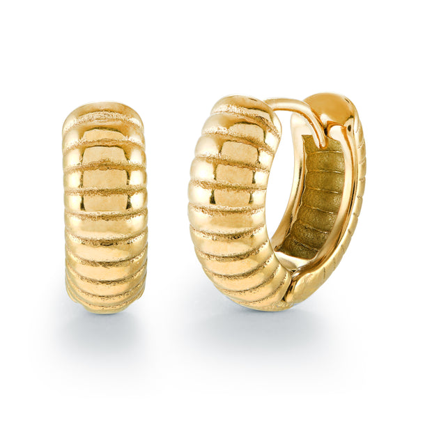 Italgem - Yellow Stainless Steel Ribbed Huggie Earrings