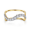 Alloy Yellow Plated Graduating Cubic Zirconia Clover Smart Ring Enhancer With 15=0.50ctw Round CZ's