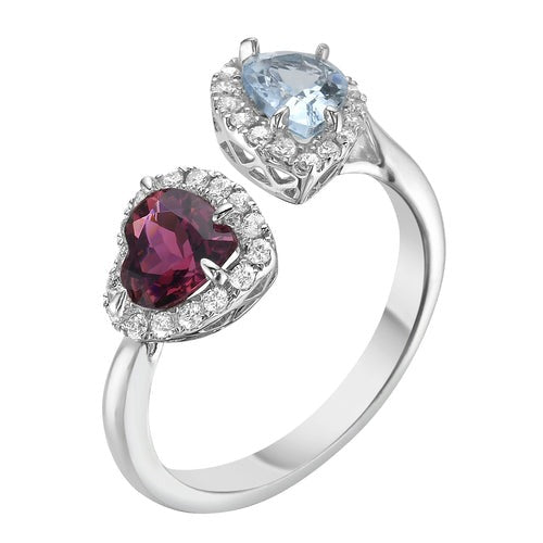 Pink Tourmaline & Aquamarine Bypass Ring