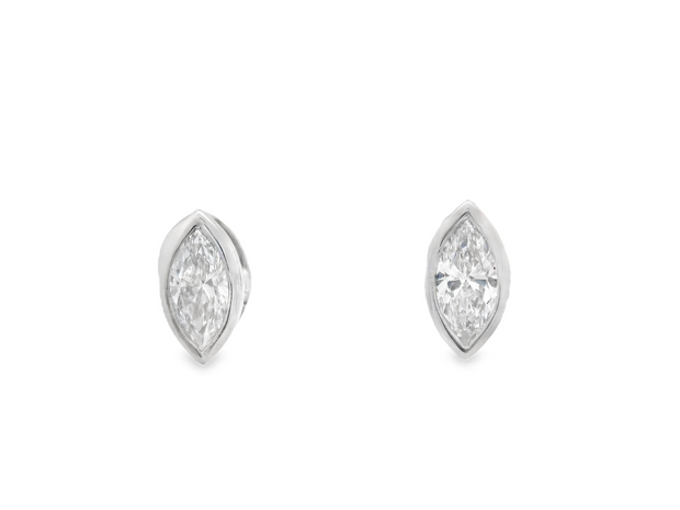 Bezel Set Marquise Diamond Stud Earrings