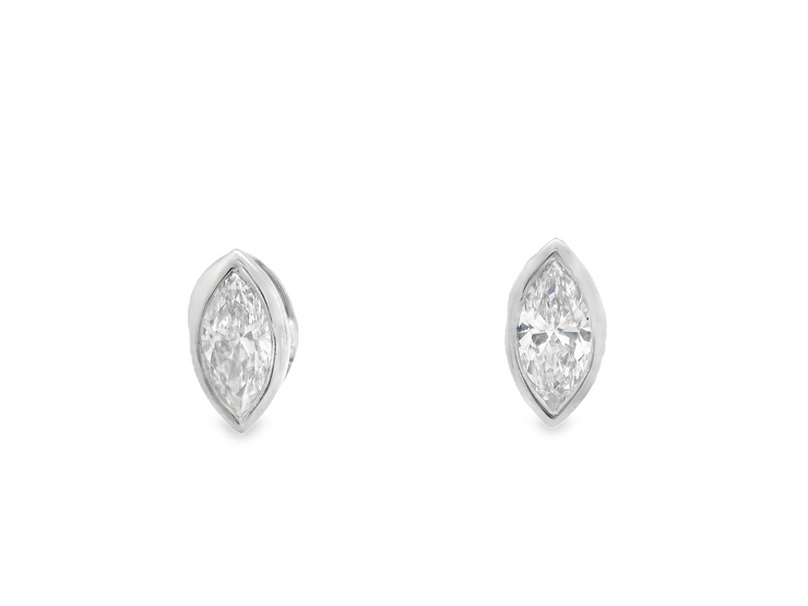 Bezel Set Marquise Diamond Stud Earrings