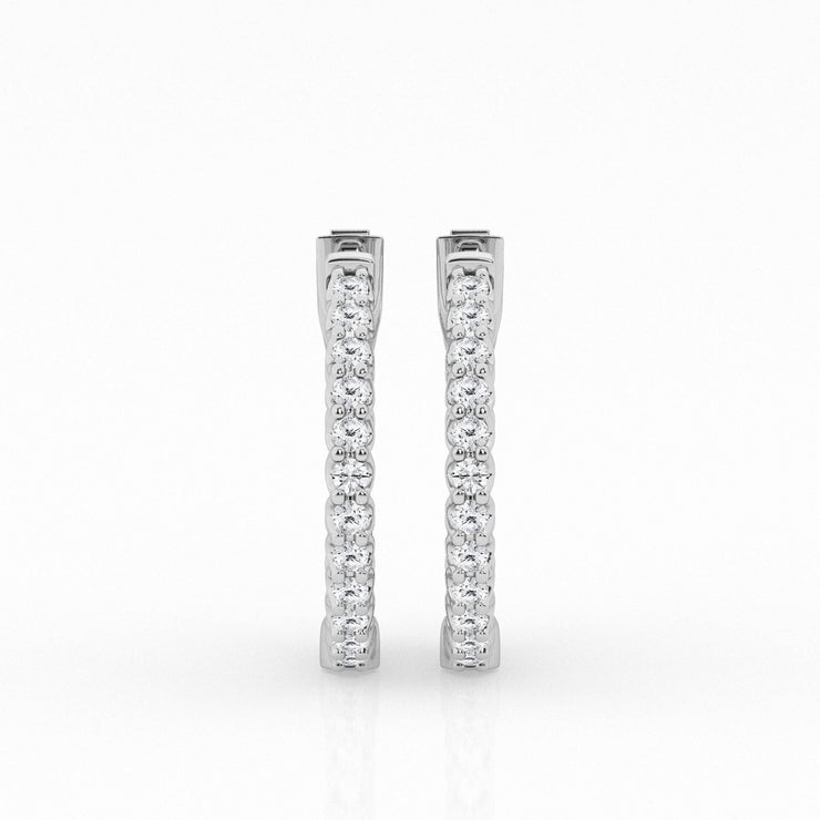 Diamond In & Out Hoop Earrings - 3 1/2 Ct