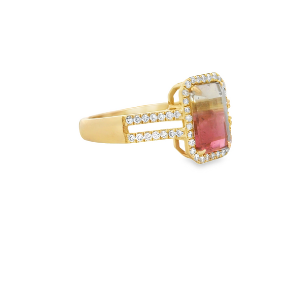 Watermelon Tourmaline & Diamond Ring