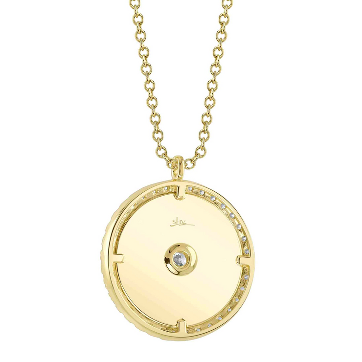 Shy Creation - Diamond Ribbed Circle Necklace