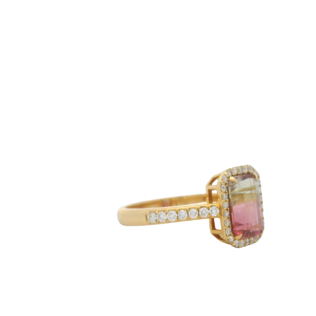 Watermelon Tourmaline & Diamond Ring