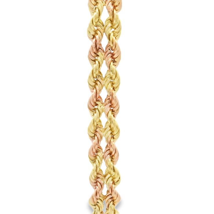 Rose & Yellow Gold Rope Chain Bracelet