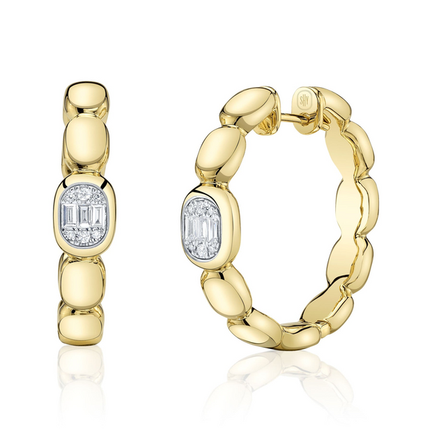 Shy Creation - Diamond Baguette Hoop Earring