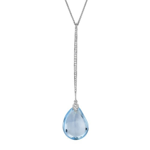 Sky Blue Topaz & Diamond Pendant