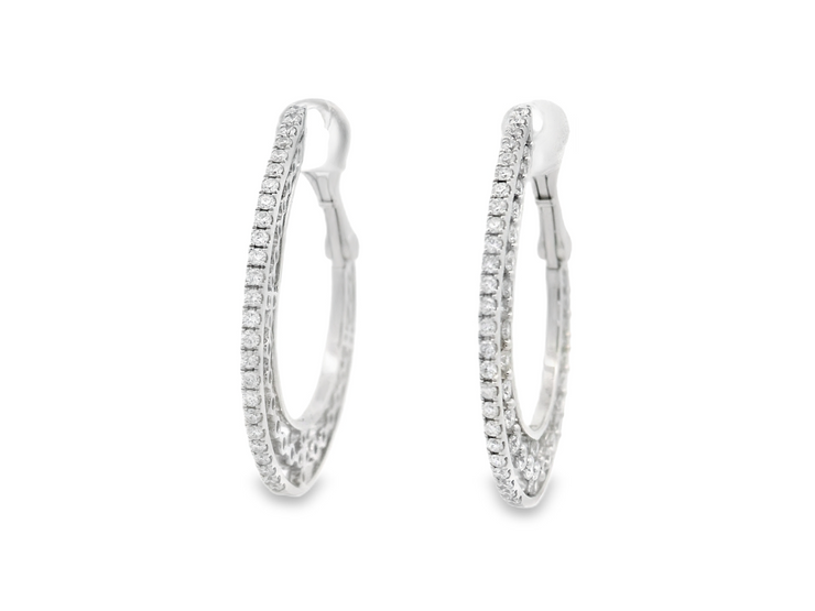 Triple Row Diamond Hoop Earrings