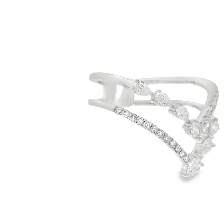 Double Row Diamond Pointed Ring