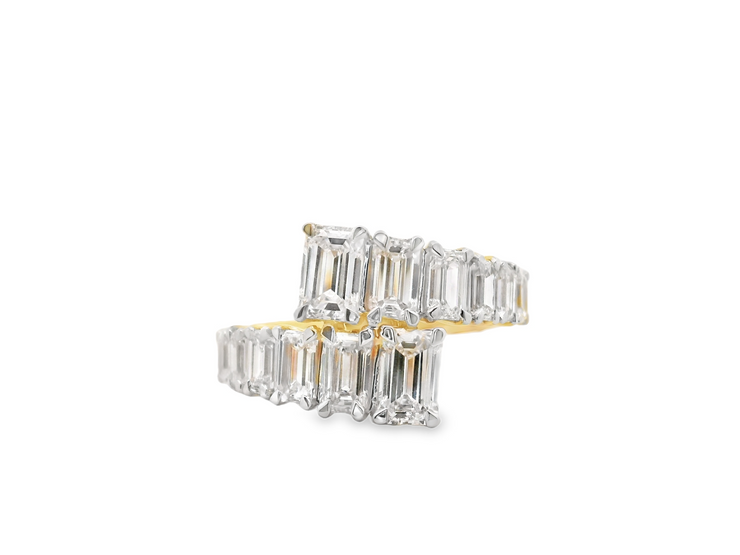 Emerald Diamond Bypass Ring