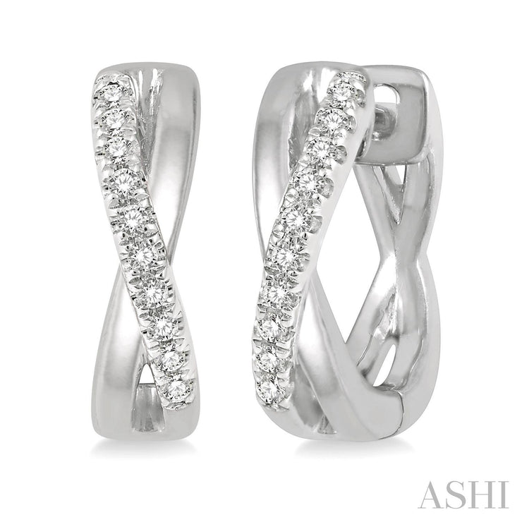 ASHI - DIAMOND CRISS CROSS HUGGIE HOOP EARRINGS