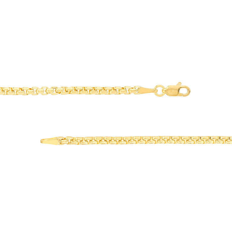 YELLOW GOLD SOLID ROUND BOX CHAIN 22"