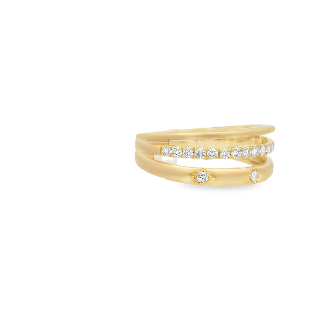 Matte 3 Row Diamond Ring