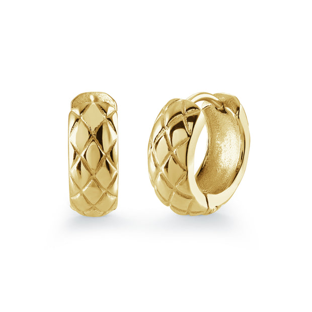 Italgem - Yellow Stainless Steel Criss Cross Huggie Earrings
