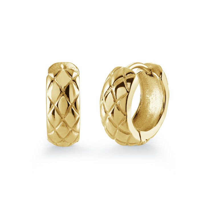 Italgem - Yellow Stainless Steel Criss Cross Huggie Earrings