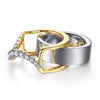 Alloy Yellow Plated Graduating Cubic Zirconia Clover Smart Ring Enhancer With 15=0.50ctw Round CZ's