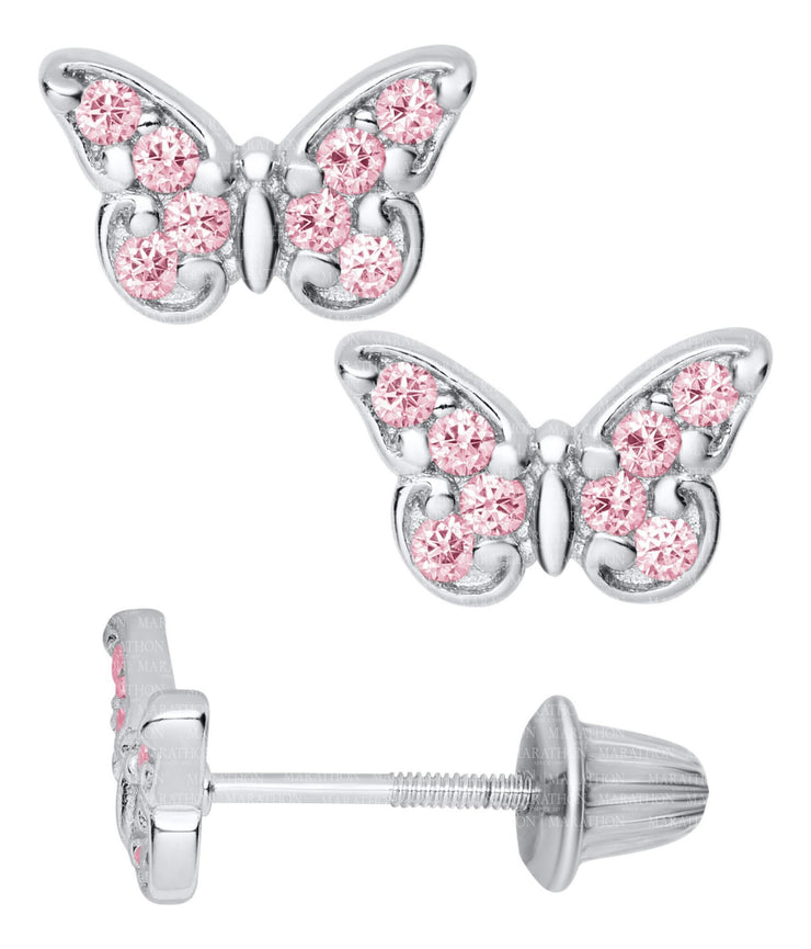 PINK BUTTERFLY STUD EARRINGS