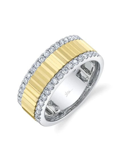 SHY CREATION - TWO TONE WIDE DIAMOND RING