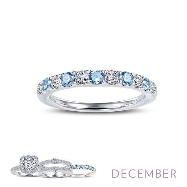 LAFONN - BLUE TOPAZ & SIMULATED DIAMOND RING - DECEMBER