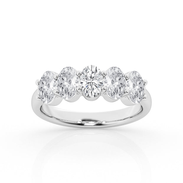 Oval Diamond 5 Stone Ring - 2 Ct