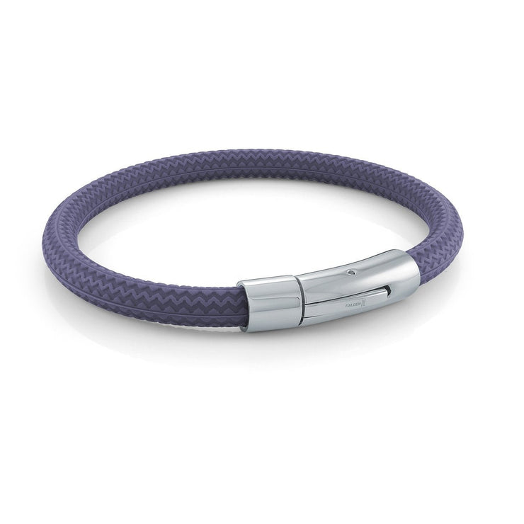 Navy Blue Tire Rubber Bracelet with Silver Clasp