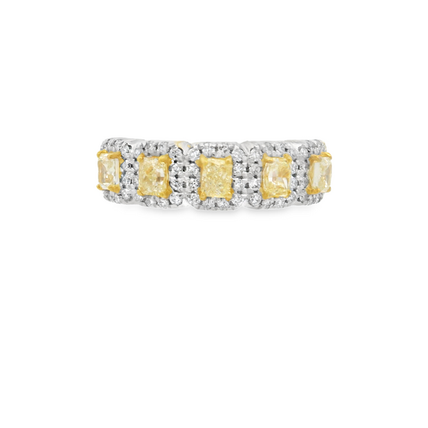 Yellow Diamonds With Halo Band - 1 Ct