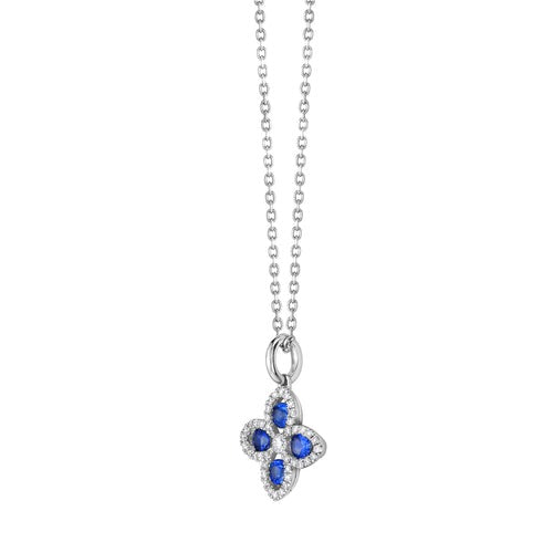 Sapphire & Diamond Flower Pendant
