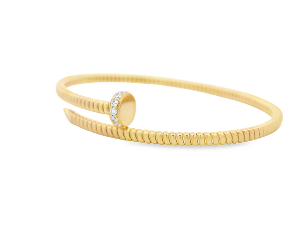 Diamond Nail Bypass Bangle Bracelet