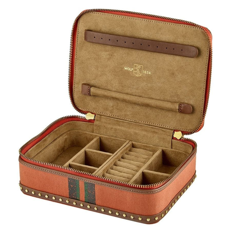 Wolf - Ida Travel Zip Jewelry Case - Orange