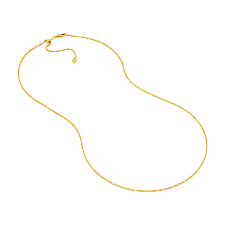 YELLOW GOLD SQUARE WHEAT CHAIN 22"