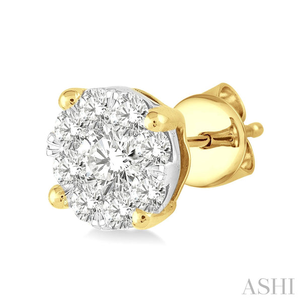Siebke Hoyt Cluster Lovebright Stud Earrings with Round Diamond in 14K Yellow Gold (0.34ctw)
