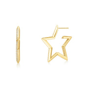 Ania Haie - Gold Large Star-Shaped Pavé Hoop Earrings