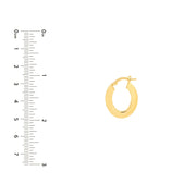 Yellow Gold Flat Oval Hoop Earrings