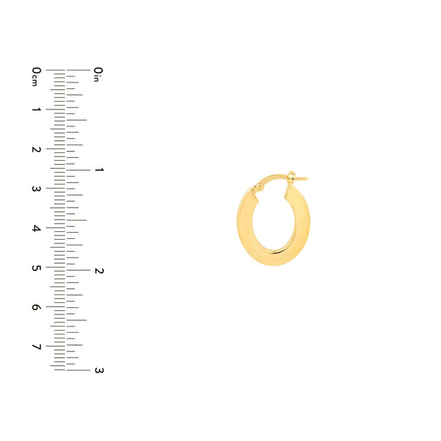 Yellow Gold Flat Oval Hoop Earrings