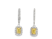 Yellow & White Diamond Dangle Earrings