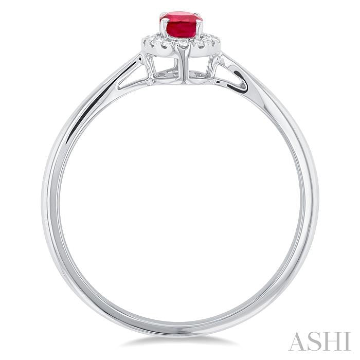 Oval Shape Ruby & Halo Diamond Ring