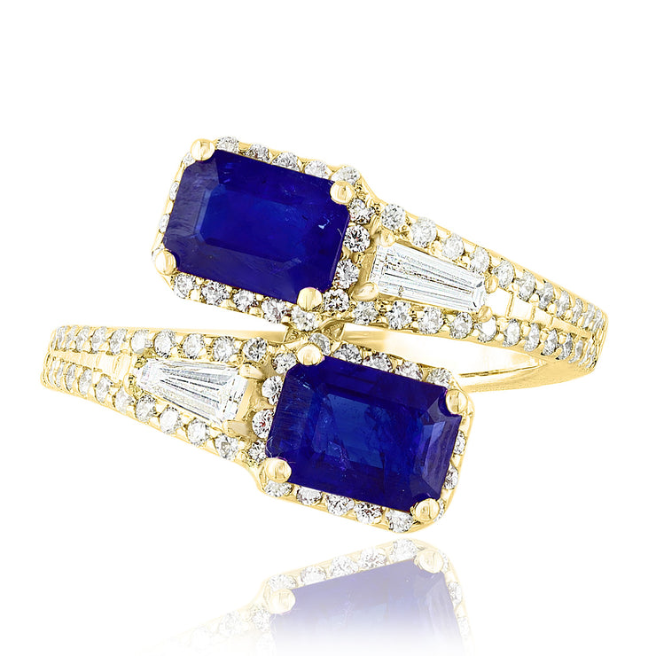 Diamond & Sapphire Bypass Ring