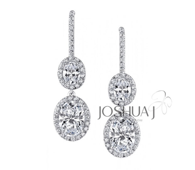 Oval Diamond Dangle Earrings