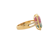 Watermelon Tourmaline & Diamond Ring