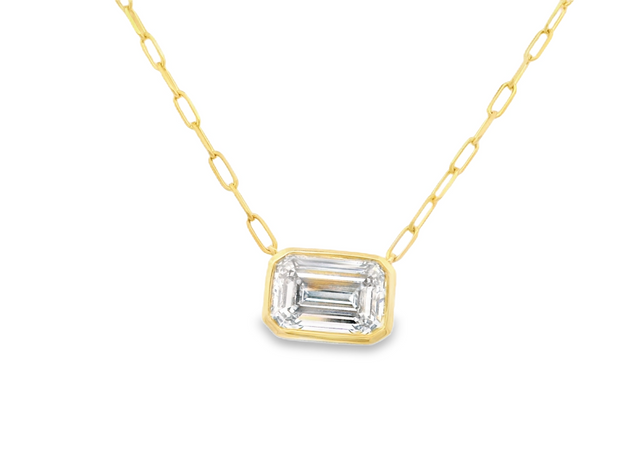 Diamond Solitaire Pendant - 2 Ct Emerald Cut