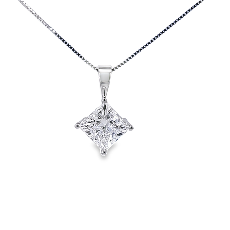 PRINCESS DIAMOND SOLITAIRE PENDANT - 2 TCW